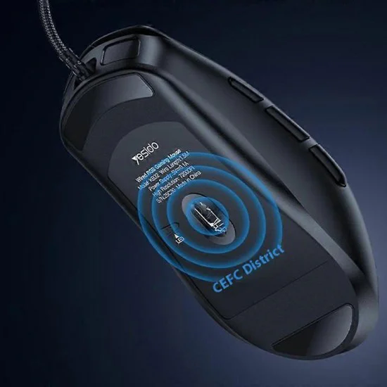 Геймърска мишка – Yesido Wired Gaming Mouse (KB32) – USB, RGB, 7200DPI, ултра-лека – Черна