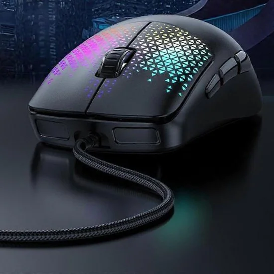 Геймърска мишка – Yesido Wired Gaming Mouse (KB32) – USB, RGB, 7200DPI, ултра-лека – Черна