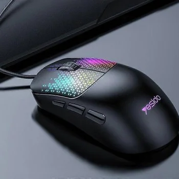 Геймърска мишка – Yesido Wired Gaming Mouse (KB32) – USB, RGB, 7200DPI, ултра-лека – Черна