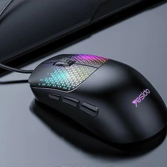 Геймърска мишка – Yesido Wired Gaming Mouse (KB32) – USB, RGB, 7200DPI, ултра-лека – Черна