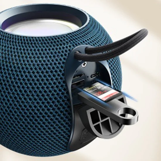 Безжична колонка – Yesido Wireless Speaker (YSW13) – Bluetooth 5.1, RGB, портативна, Surround звук, TF/USB, 1200mAh, 5W – Синя