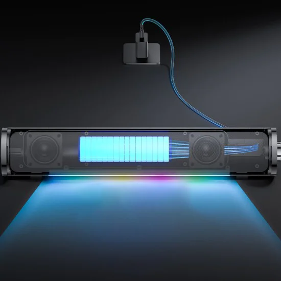 Безжична колонка – Yesido Wireless Speaker (YSW27) – Bluetooth 5.3, аудио усилвател, RGB, TF/AUX/USB, 1200mAh – Черна
