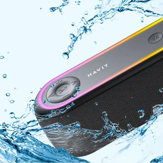 Havit - Безжична тонколона (SK810BT) - USB-C, Bluetooth 5.3, TWS, TF, USB, FM, AUX, Hands-Free разговори, RGB, IPX5, 2400mAh - Черна
