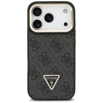 Калъф за iPhone 17 Pro – с MagSafe – Guess (GUHMP17LPCS4GPTK) Hardcase 4G Triangle Logo с поставка за камера – Черен