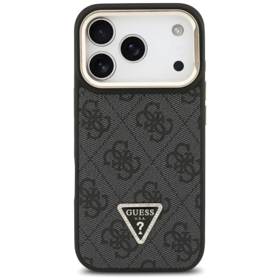 Калъф за iPhone 17 Pro – с MagSafe – Guess (GUHMP17LPCS4GPTK) Hardcase 4G Triangle Logo с поставка за камера – Черен
