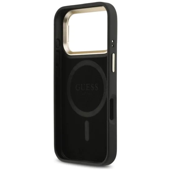 Калъф за iPhone 17 Pro Max – с MagSafe – Guess (GUHMP17XPCS4GPTK) Hardcase 4G Triangle Logo с поставка за камера – Черен