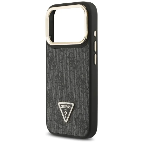Калъф за iPhone 17 Pro Max – с MagSafe – Guess (GUHMP17XPCS4GPTK) Hardcase 4G Triangle Logo с поставка за камера – Черен