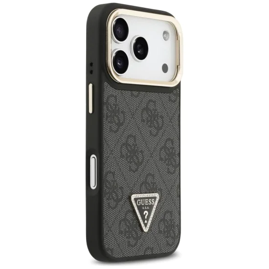 Калъф за iPhone 17 Pro Max – с MagSafe – Guess (GUHMP17XPCS4GPTK) Hardcase 4G Triangle Logo с поставка за камера – Черен
