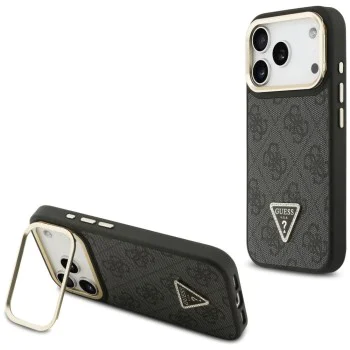 Калъф за iPhone 17 Pro Max – с MagSafe – Guess (GUHMP17XPCS4GPTK) Hardcase 4G Triangle Logo с поставка за камера – Черен