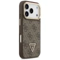 Калъф за iPhone 17 Pro – с MagSafe – Guess (GUHMP17LPCS4GPTW) Hardcase 4G Triangle Logo с поставка за камера – Кафяв