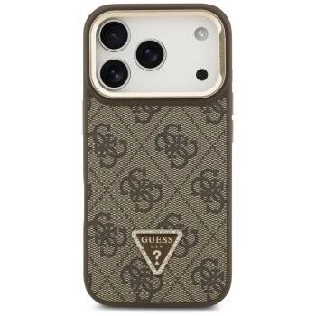 Калъф за iPhone 17 Pro Max – с MagSafe – Guess (GUHMP17XPCS4GPTW) Hardcase 4G Triangle Logo с поставка за камера – Кафяв
