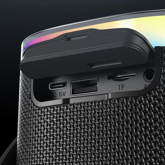 Безжична колонка – Yesido Wireless Speaker (YSW25) – Bluetooth 5.3, RGB, IP67, дръжка, TF/AUX/USB/Type-C, 1800mAh – Черна