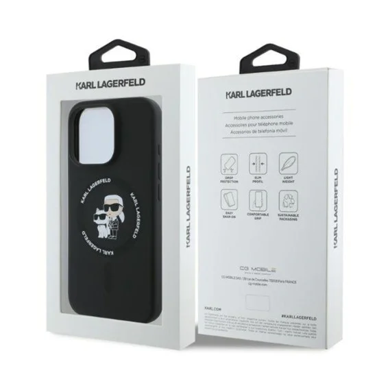 Калъф за iPhone 16 Pro Max - Karl Lagerfeld Silicone KC Body Ring MagSafe - Черен