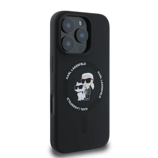 Калъф за iPhone 16 Pro Max - Karl Lagerfeld Silicone KC Body Ring MagSafe - Черен