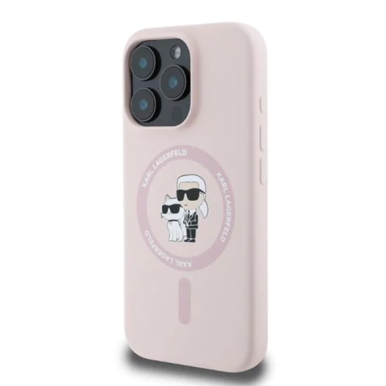 Калъф за iPhone 16 Pro Max - Karl Lagerfeld Silicone KC Body Ring MagSafe - Розов