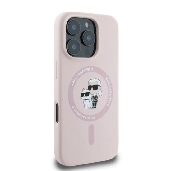 Калъф за iPhone 16 Pro Max - Karl Lagerfeld Silicone KC Body Ring MagSafe - Розов
