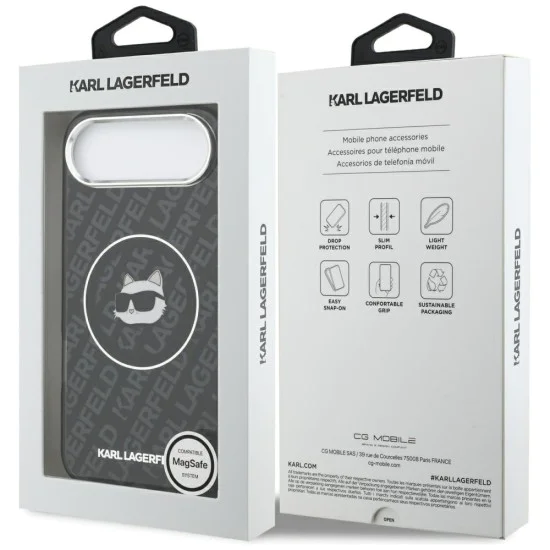 Калъф за iPhone 17 Air - Karl Lagerfeld IML Choupette Head Logo MagSafe - Черен