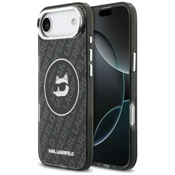 Калъф за iPhone 17 Air - Karl Lagerfeld IML Choupette Head Logo MagSafe - Черен