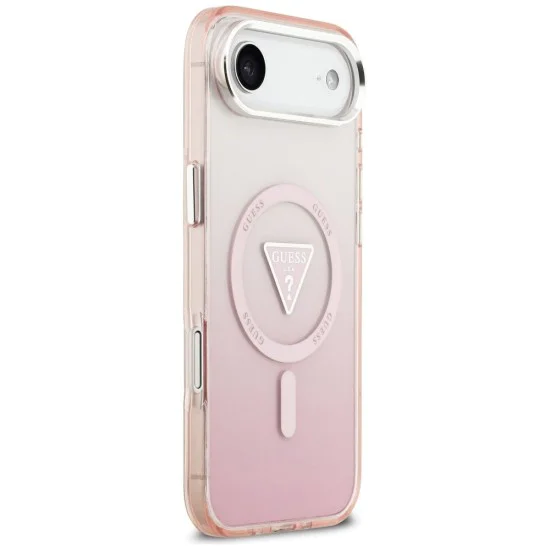 Калъф за iPhone 17 Air – с MagSafe – Guess (GUHMP17MHGTMLCGP) IML Gradient Triangle Logo – Розов