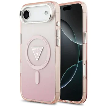 Калъф за iPhone 17 Air – с MagSafe – Guess (GUHMP17MHGTMLCGP) IML Gradient Triangle Logo – Розов