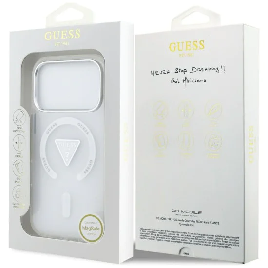 Калъф за iPhone 17 Pro – с MagSafe – Guess (GUHMP17LHGTMLCGT) IML Gradient Triangle Logo – Прозрачен