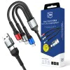 Кабел за данни 3mk Hyper N-Series 6in1 - USB-C/USB Male, USB-C Female към USB-C, Lightning, Micro, 18W, 9V/2A, 1.2m - Черен