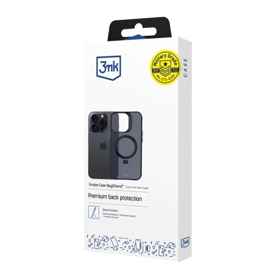Калъф за iPhone 16 Pro Max - 3mk - Smoke Case Mag&Stand - Черен