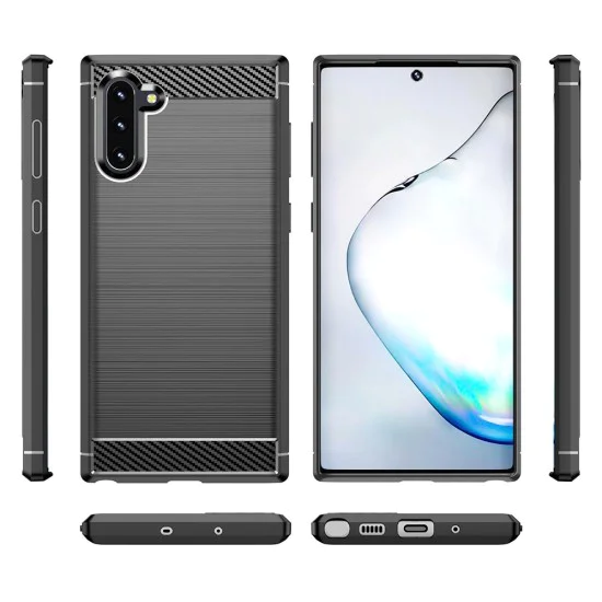 Калъф за Samsung Galaxy Note 10 4G / Note 10 5G - Carbon Silicone - Techsuit - Черен