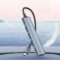 Докинг станция 4в1 – Yesido HB17 – Type-C → 1× USB3.0, 3× USB2.0, Plug&Play, 5Gbps, алуминий – Сива