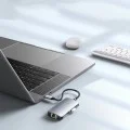 Докинг станция – Yesido HB15 – Type-C → 2× USB, USB-C, SD/TF, RJ45 1000Mbps, Plug&Play – Сива