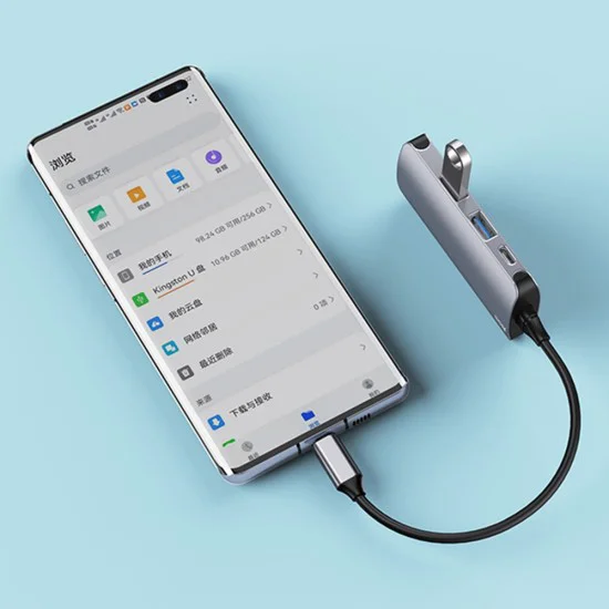 Докинг станция – Yesido HB15 – Type-C → 2× USB, USB-C, SD/TF, RJ45 1000Mbps, Plug&Play – Сива