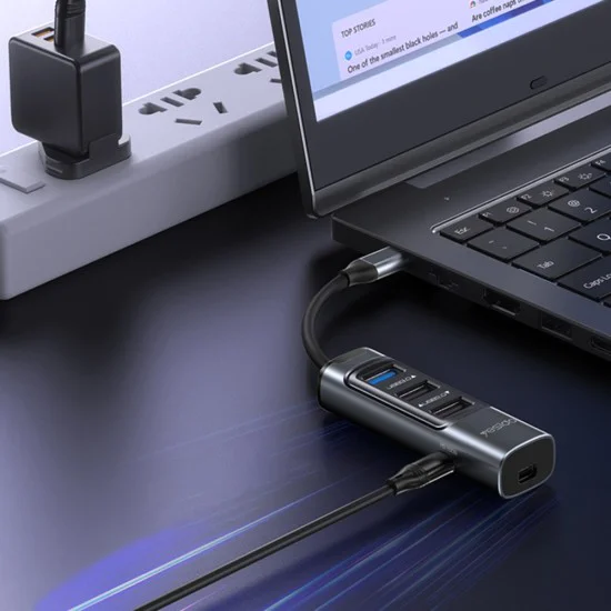 Докинг станция 5 в 1 – Yesido HB24 – Type-C → 3× USB + USB-C + Mini DP, PD100W, 4K@30Hz, 5Gbps – Сив