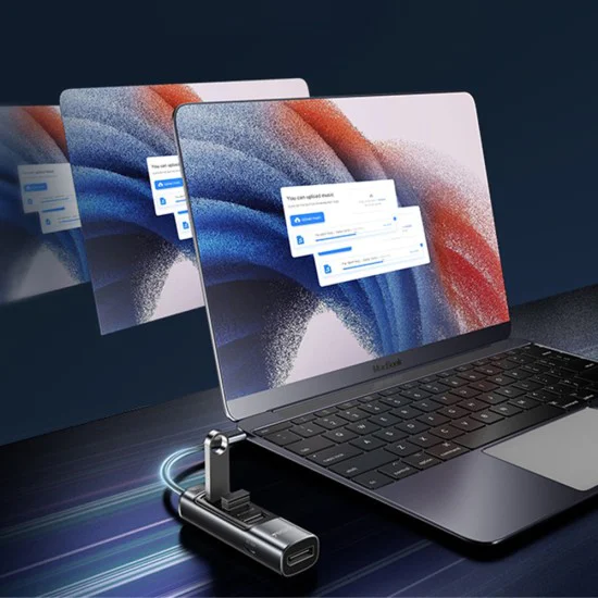 Докинг станция 5 в 1 – Yesido HB23 – Type-C → 3× USB + USB-C + DisplayPort, PD100W, 4K@30Hz, 5Gbps – Сив