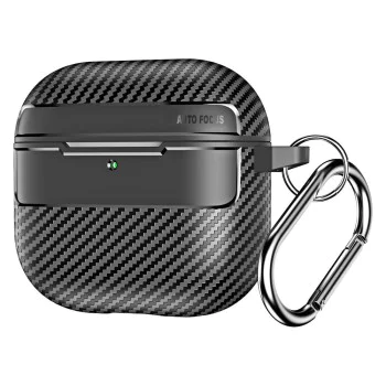 Калъф за AirPods 4 - CarbonFiber - черен