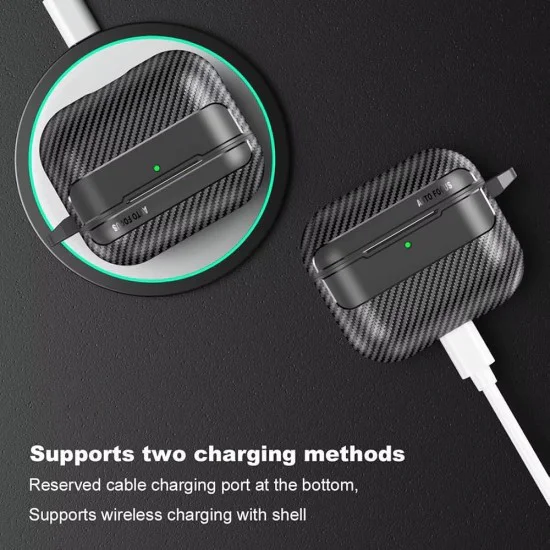 Калъф за AirPods 4 - CarbonFiber - черен