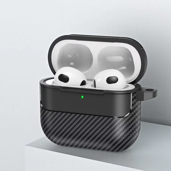 Калъф за AirPods 4 - CarbonFiber - черен