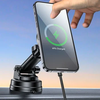 Стойка за автомобил MagSafe – Yesido DS30 – табло/стъкло/въздуховод, Type-C, 15W, Qi2.0 – Черна