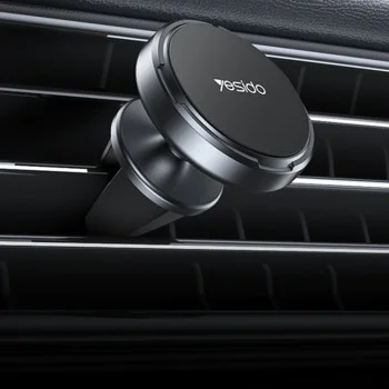 Магнитна Стойка за автомобил – Yesido Mini Car Holder (C214) – въздуховод, 360°, цинкова сплав, анти-плъзгаща – Черна