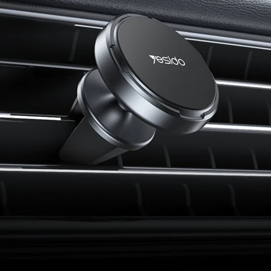 Магнитна Стойка за автомобил – Yesido Mini Car Holder (C214) – въздуховод, 360°, цинкова сплав, анти-плъзгаща – Черна
