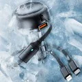 Автомобилно зарядно – Yesido Y61 – с 2× прибиращ се кабел Type-C/Lightning, USB-A, 53W – Черно