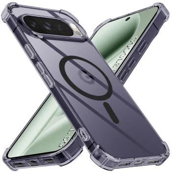 Калъф за Google Pixel 10 Pro XL - Удароустойчив Прозрачен силикон MagSafe - Черен