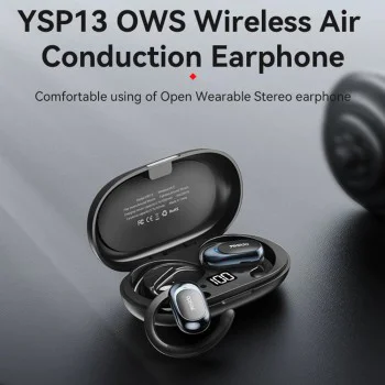 Безжични слушалки – Yesido Wireless Earbuds (YSP13) – Bluetooth V5.3, open-ear, Air Conduction звук, 600mAh, LED – Черни