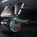 Автомобилно зарядно – Yesido Y60 – включен кабел Type-C → Lightning, 38W, multi-ports – Черно