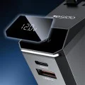 Автомобилно зарядно 4в1 – Yesido Y71 – прибиращ Type-C + Lightning адаптер, USB-A + Type-C, 125W, LED – Черно