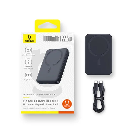 Външна батерия Baseus EnerFill FM11 (P1008210E123-00) - Ultra-Mini, Type-C 22.5W, 10000mAh - Черна