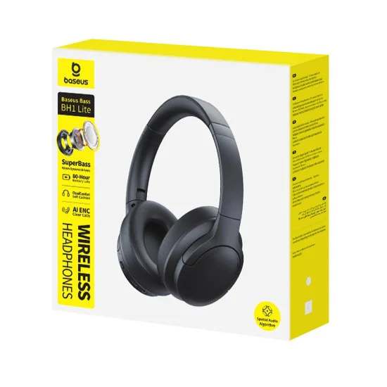 Безжични слушалки Baseus BH1 Lite (A0203C00) - On-Ear, Bluetooth V6.0, AI ENC технология - Черни