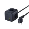Разклонител Baseus EnerFill FA11 (E00082100123-00) - 3 x EU контакта, USB, Type-C, 67W, 1.5м - Черен