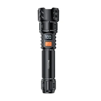 Фенер Yesido TC10 - Telescopic Zoom, White Laser LED, 5 режима, презареждаем, Digital Display, 4W, 800mAh - Черен