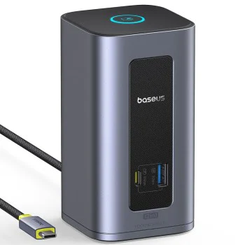 Докинг станция Baseus Nomos NU1 Air (B0114400) - 12 порта, 10Gbps, 100W PD, 4K дисплеи - Сива