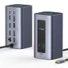 Докинг станция Baseus Nomos NU1 Air (B0114400) - 12 порта, 10Gbps, 100W PD, 4K дисплеи - Сива